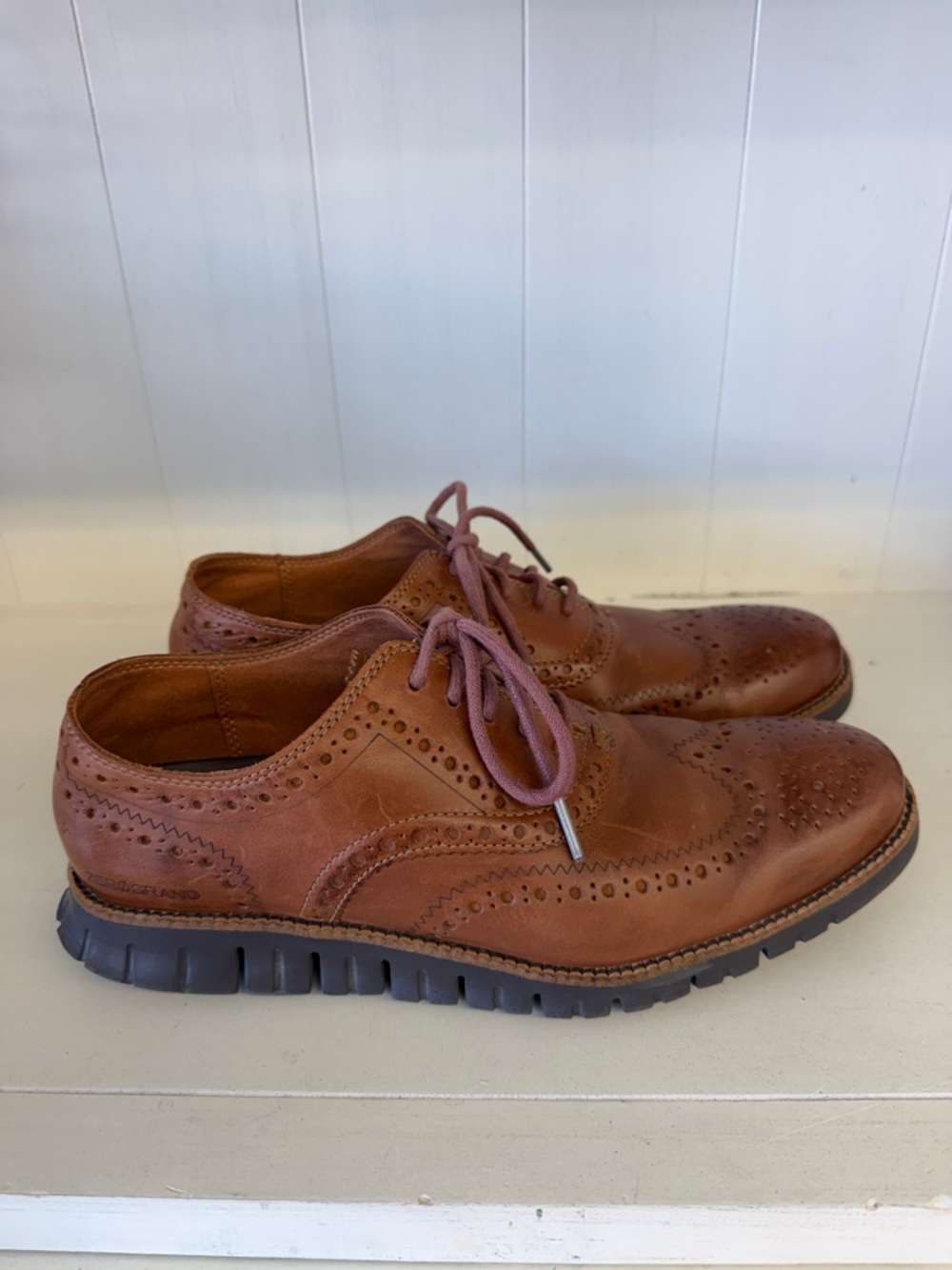 Cole Haan Zerogrand Tan Leather Wingtip Oxfords - Picture 4 of 6
